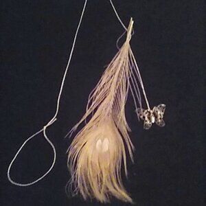 Feather Cat Toy Peacock Feathers Natural With Butterfly Hang From Door Handle